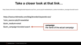 Content Marketing Tools
https://www.orbitmedia.com/blog/branded-keywords-seo/?utm_source=july19-newsletter&utm_medium=email&utm_campaign=branded-search
Take a closer look at that link…
 