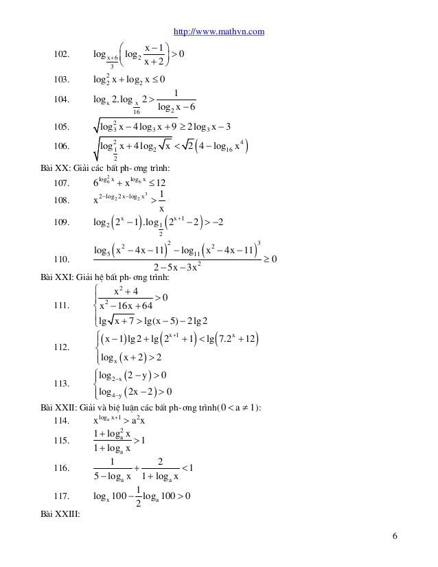 2 6 log x^2-5x+1 logarit bt mathvn.com mu Www.mathvn.com