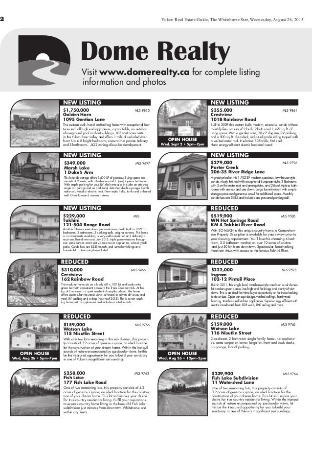YUKON REAL ESTATE GUIDE WHITEHORSE STAR DOME REALTY INC.