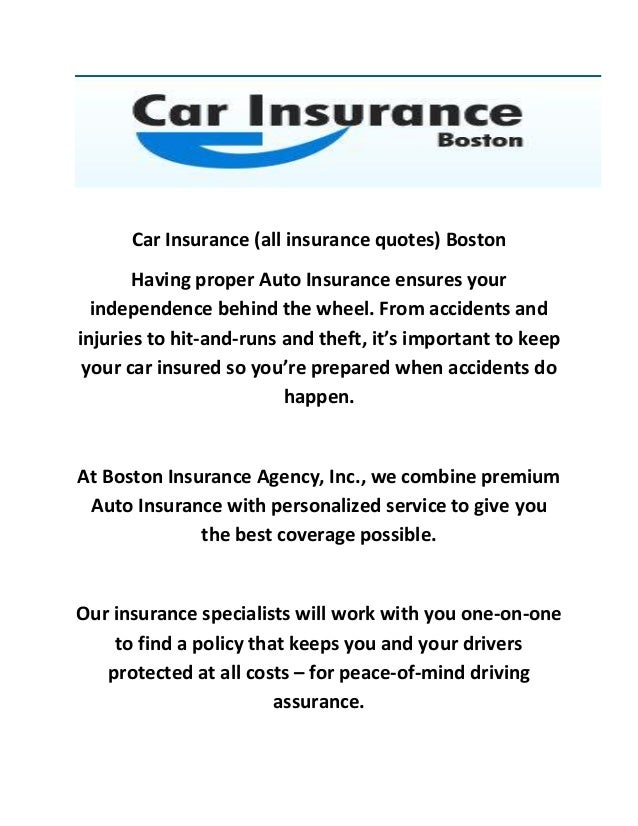 Car Insurance All Insurance Quotes Boston