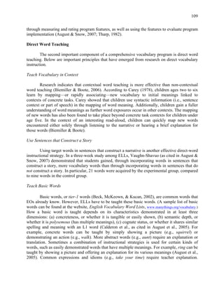 Research- based Vocabulary Instruction for English Language Learners | PDF