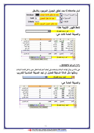 ١٨
‫ﺃﻤﺎﻡ‬Criteria‫ﺒﺎﻷﺴﻔل‬ ‫ﺍﻝﻤﻭﺠﻭﺩ‬ ‫ﺍﻝﺠﺩﻭل‬ ‫ﻨﻁﺎﻕ‬ ‫ﺤﺩﺩ‬
‫ﻫﻜﺫﺍ‬ ‫ﺍﻝﻨﺘﻴﺠﺔ‬ ‫ﻅﻬﻭﺭ‬ ‫ﻻﺤﻅ‬:
‫ﻫﻲ‬ ‫ﻜﺎﻨﺕ‬ ‫ﺍﻝﻌﺎﻤﺔ‬ ‫ﻭﺍﻝﺼﻴﻐﺔ‬:
)(‫א‬ ‫א‬DMIN:−
ª ‫א‬ ‫دא‬ Ħ ğ ‫د‬   ‫م‬ ‫و‬ ª ‫א‬ ‫א‬ ‫دوאل‬ ‫دא‬
‫ﻝﻠﺘﺩﺭﻴﺏ‬ ‫ﺍﻝﻤﻨﺎﺴﺒﺔ‬ ‫ﺍﻝﺼﻴﻐﺔ‬ ‫ﺘﺠﺩ‬ ‫ﺍﻥ‬ ‫ﻓﺤﺎﻭل‬ ‫ﺍﻝﺴﺎﺒﻘﺔ‬ ‫ﺍﻝﺩﺍﻝﺔ‬ ‫ﻤﺜل‬ ‫ﻭﻤﺜﻠﻬﺎ‬
‫ﺍﻝﻌﺎﻤﺔ‬ ‫ﻭﺍﻝﺼﻴﻐﺔ‬‫ﻫﻲ‬:
 