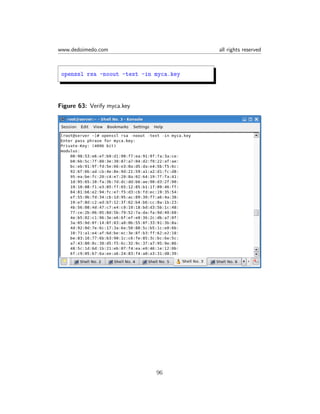 www.dedoimedo.com all rights reserved
openssl rsa -noout -text -in myca.key
Figure 63: Verify myca.key
96
 