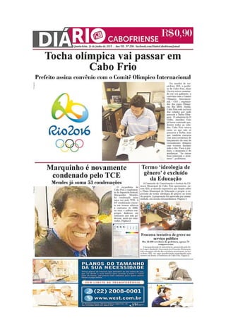 Jornal Diário Cabofriense - minha coluna "Cantinho das Ideias" 24 de junho