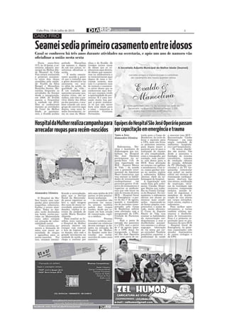 Jornal Diário Cabofriense - minha coluna "Cantinho das Ideias" 15 de julho de  2015