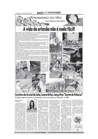 Jornal Diário Cabofriense - minha coluna "Cantinho das Ideias" 15 de julho de  2015