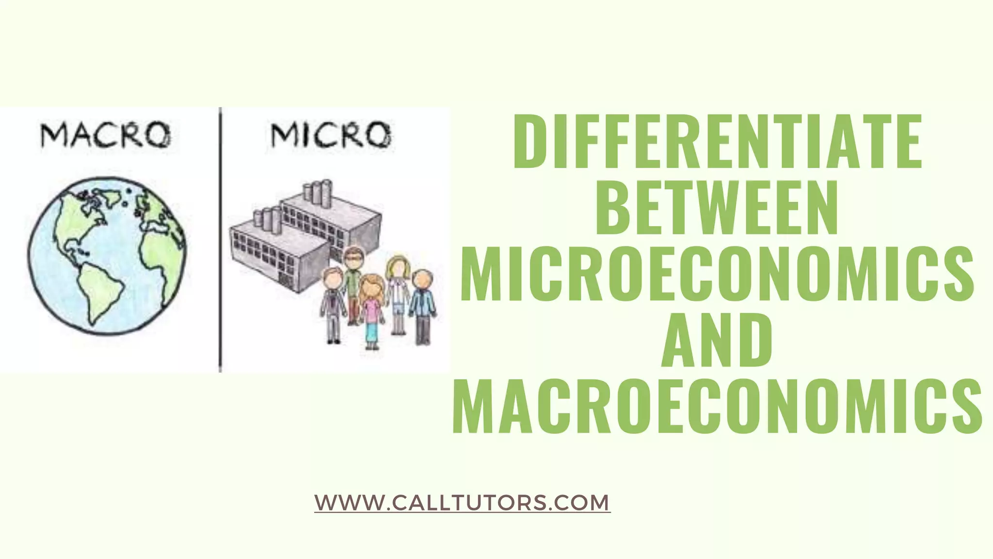DIFFERENTIATE
BETWEEN
MICROECONOMICS
AND
MACROECONOMICS
WWW.CALLTUTORS.COM
 