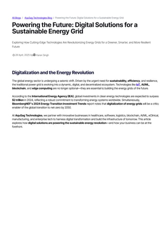 Powering the Future: Digital Solutions for a Sustainable Energy Grid | PDF