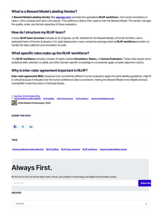 The Complete Guide to RLHF for Modern LLM Workflows, Staffing & Best ...