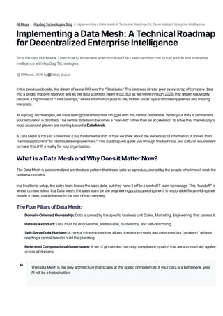 Implementing a Scalable Data Mesh Architecture: Technical Roadmap for ...