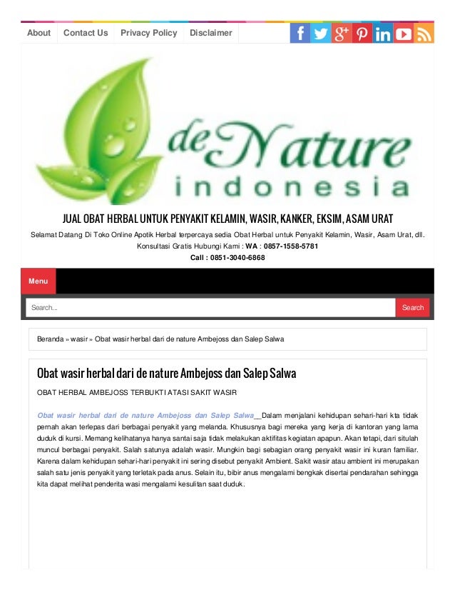 Obat wasir herbal dari de nature Ambejoss dan Salep Salwa