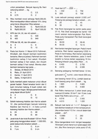 Bank Soal Matematika Sd Mi