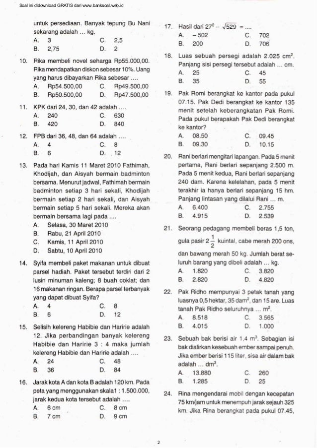 Bank Soal Matematika (SD/MI)