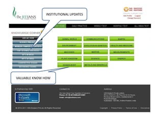 INSTITUTIONAL UPDATES




VALUABLE KNOW HOW
 
