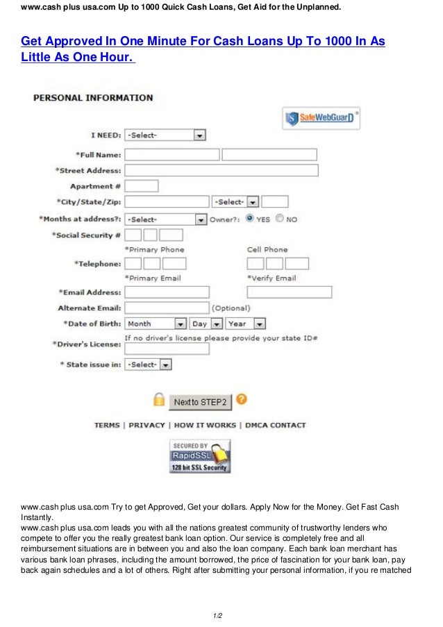 Www Cash Plus Usa Com Rapidly Money Progress Financial Loans For Any