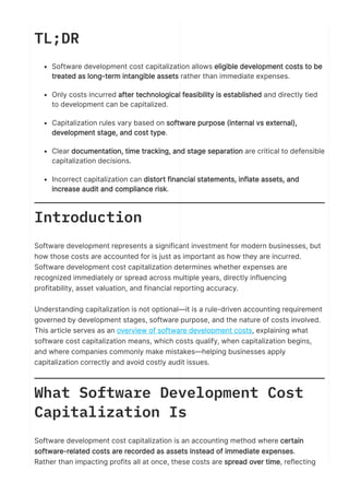 Understanding the Capitalization of Software Development Costs in 2026 ...