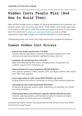 The Complete Guide to Software Development Costs in 2026 | PDF