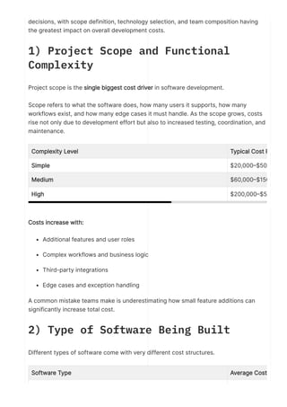 It Development Scope The Complete Guide to Software Development Costs in 2026 | PDF