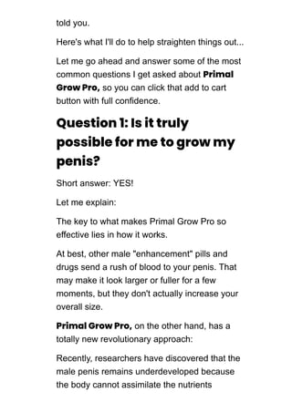 Sales page Affiliate support page Primal Grow Pro - Top Male Enhancement Solution