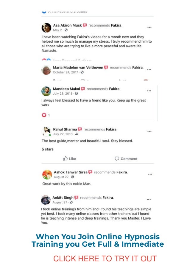 When You Join Online Hypnosis
Training you Get Full & Immediate
Access to:
CLICK HERE TO TRY IT OUT
 