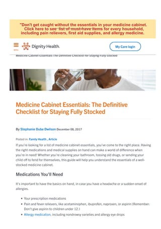 Medicine Cabinet Essentials: The Definitive Checklist for Staying Fully ...
