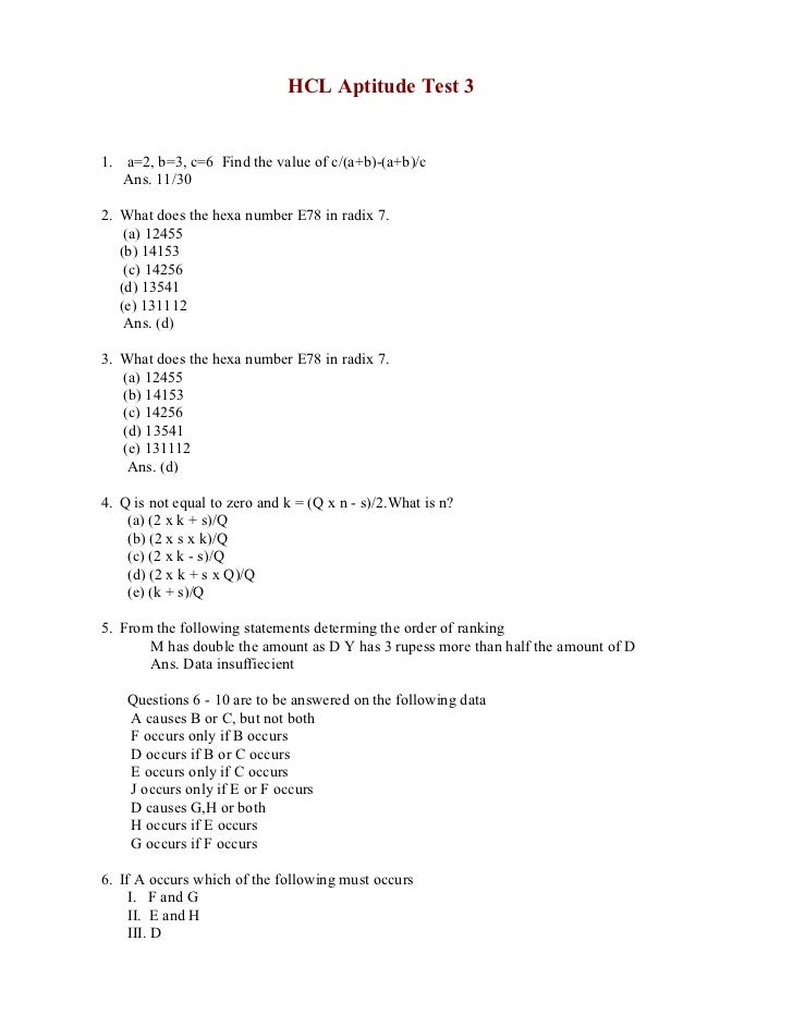 www-entrance-exam-hcl-placement-sample-paper-3