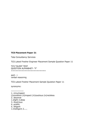 Tcs Exam Paper.pdf (Www.entrance exam.net)-tcs placement papers | DOC