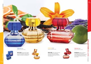 19




                                                                                                                                                Les produits FM sont tous fabriqués par FM GROUP World
  | FEMME
COLLECTION DE LUXE




                                                                                                                                          COLLECTION DE LUXE
                     PARFUM 50 ml 	                        PARFUM 50 ml 	                         PARFUM 50 ml 	
                     (parfum concentré à 20 %)             (parfum concentré à 20 %)              (parfum concentré à 20 %)


                     FM 318      | Composition légère      FM 294       | Fines notes de poivre   FM 296       | Élégance classique
                     de menthe vivifiante, d’enivrante     rose, de freesia, de patchouli,        et sublime du lis, du jasmin,
  www.fmgroup.fr




                     pivoine et de jasmin, renforcée par   de cèdre et de rose, combinées         de la cardamome et de la mandarine
                     l’odeur du cèdre et du labdanum.      aux senteurs de pivoine, de litchis    verte, soulignée par la fraîcheur


                                                                       Zakazany owoc
                                                           et d’ambre gris.                       de la figue de barbarie, de l’olivier
                                                                                                  et du cèdre.




                                                                                                                                          | FEMME
18
 
