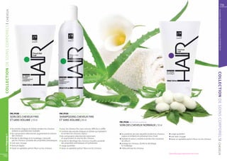 79




                                                                                                                                                                                                                                                                                Les produits FM sont tous fabriqués par FM GROUP World
       CHEVEUX
COLLECTION DE SOINS CORPOREls |




                                                                                                                                                                                                                                                                      COLLECTION DE SOINS CORPORE ls |
                                  FM | PC08 Fine and flat hair conditioner                  FM | PC05 Fine and flat hair shampoo
                                  SOIN DES CHEVEUX FINS                                     SHAMPOOING CHEVEUX FINS
                                  ET SANS VOLUME | 150 ml                                   ET SANS VOLUME | 200 ml
                                                                                                                                                         FM | PC06 Normal hair conditioner
                                                                                                                                                         SOIN DES CHEVEUX NORMAUX | 150 ml
                                  q	les extraits d’algues et d’aloès rendent les cheveux    q	pour les cheveux fins, sans volume, difficiles à coiffer
                                  	 brillants et parfaitement hydratés                      q	contient des extraits d’algues et d’aloès qui hydratent
                                  q	les composants sélectionnés augmentent le volume        	 et rendent les cheveux soyeux                              q	les protéines de soie naturelle rendent les cheveux   q	usage quotidien
   www.fmgroup.fr




                                  	 des cheveux                                             q	les composants sélectionnés redonnent                      	 soyeux et brillants en prévenant leur chute           q	soin avec rinçage
                                  q	facilite le démêlage et le modelage, n’alourdît         	 et augmentent le volume des cheveux                        q	hydrate et adouci, retarde la production excessive    q	laisse un agréable parfum fleuri sur les cheveux
                                  	 pas les cheveux, possède des propriétés antistatiques   q	facilite le démêlage des cheveux mouillés, possède         	 de sébum
                                  q	soin avec rinçage                                       	 des propriétés antistatiques et hydratantes                q	protège les cheveux, facilite le démêlage,




                                                                                                                                                                                                                                                                       CHEVEUX
                                  q	formule légère                                          q	usage quotidien                                            	 le modelage
                                  q	laisse un agréable parfum fleuri sur les cheveux        q	laisse un agréable parfum fleuri sur les cheveux           q	n’allourdit pas les cheveux

                                                                                                                                                                                                                 Disponible jusqu’à épuisement des stocks.
78
 
