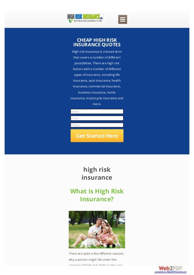 High Risk Life Insurance - What Exactly Is A High Risk Life Insurance