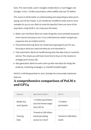 An overview of Google PaLM 2 | PDF