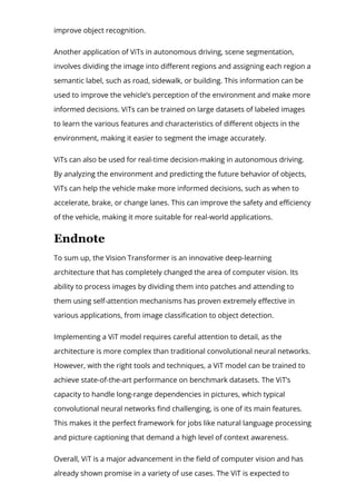 How is a Vision Transformer (ViT) model built and implemented? | PDF