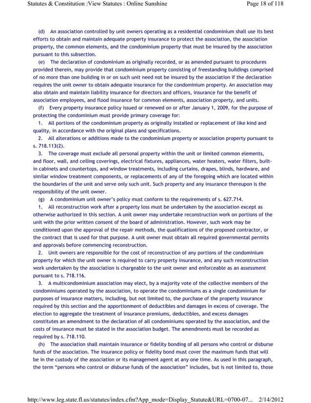 Florida Statute Chapter 718
