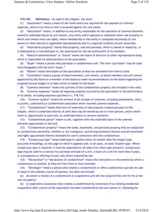Florida Statute Chapter 718