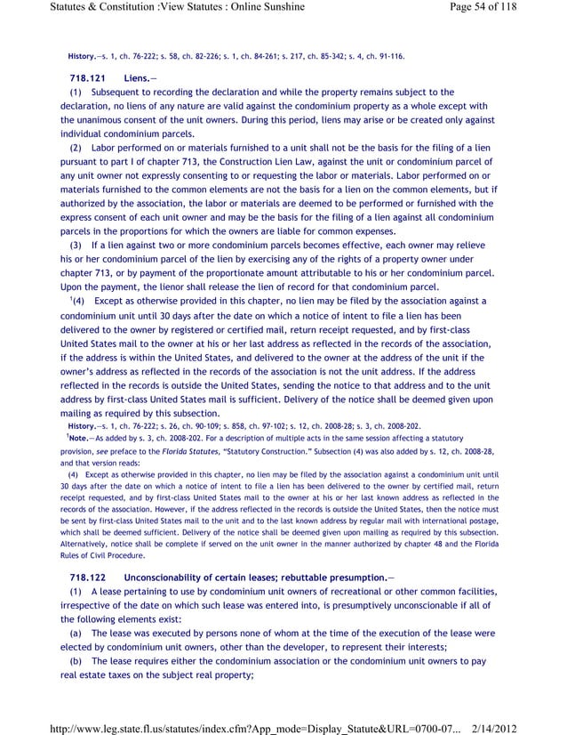 Florida Statute Chapter 718