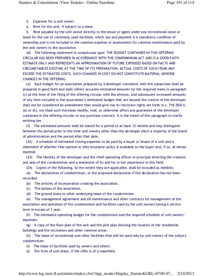 Florida Statute Chapter 718