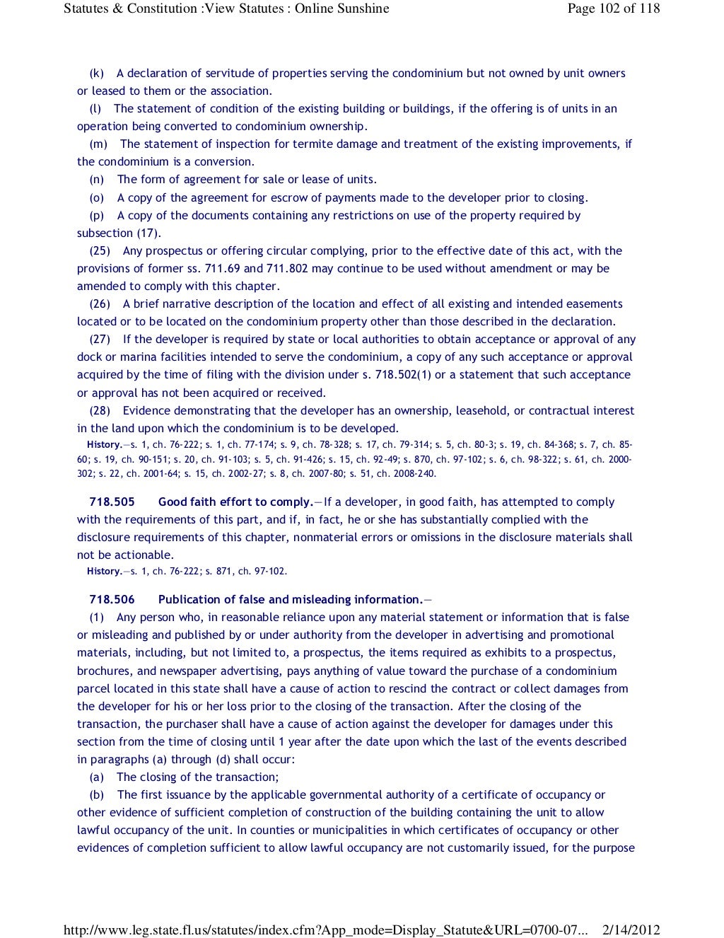 Florida Statute Chapter 718