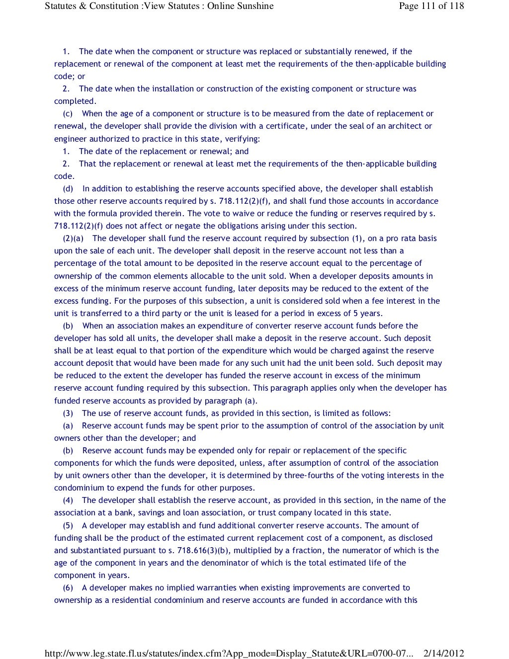 Florida Statute Chapter 718