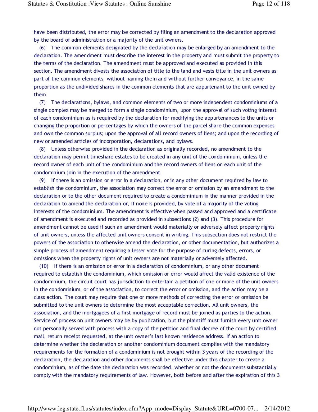 Florida Statute Chapter 718