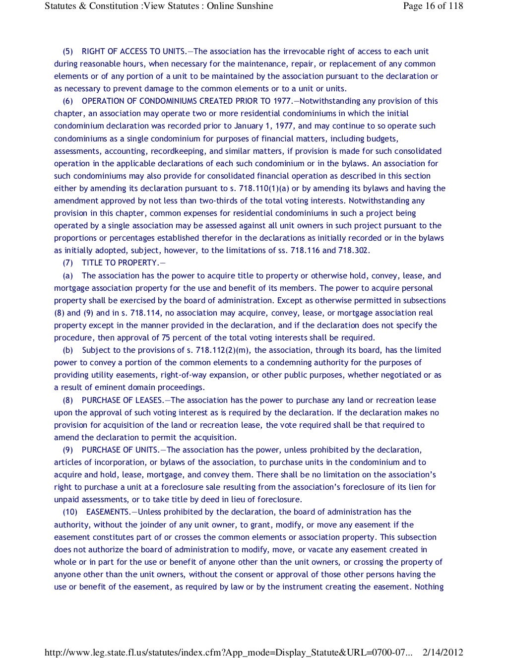 Florida Statute Chapter 718