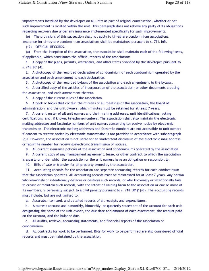 Florida Statute Chapter 718