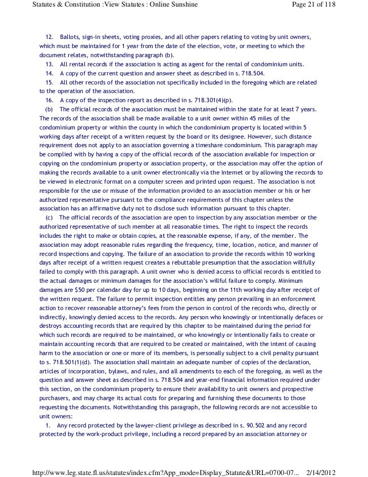 Florida Statute Chapter 718