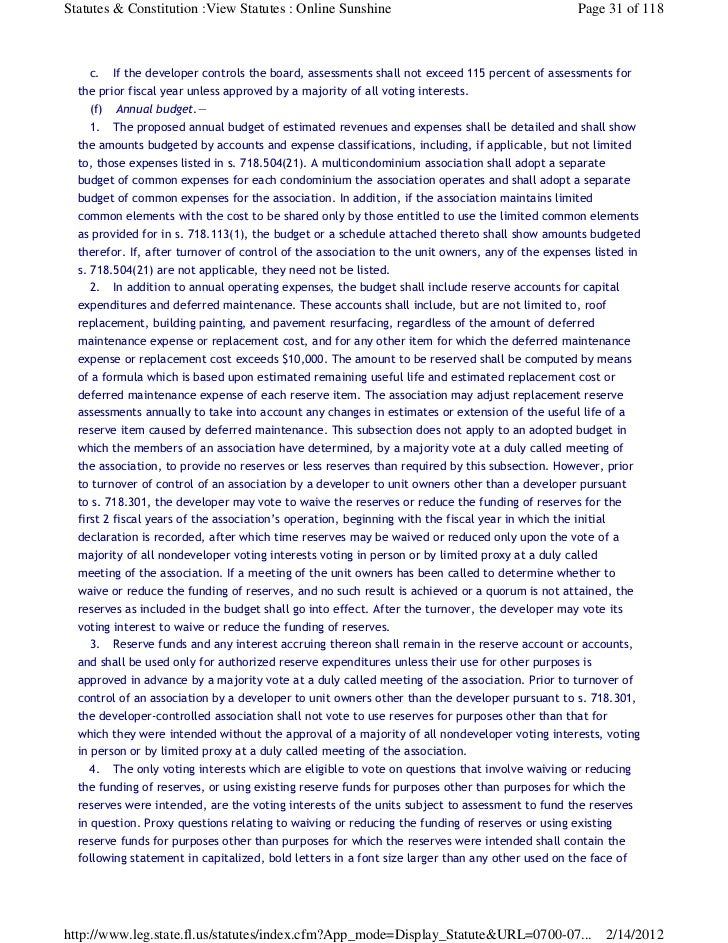 Florida Statute Chapter 718