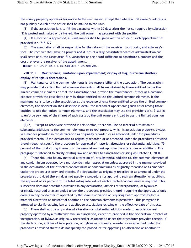 Florida Statute Chapter 718