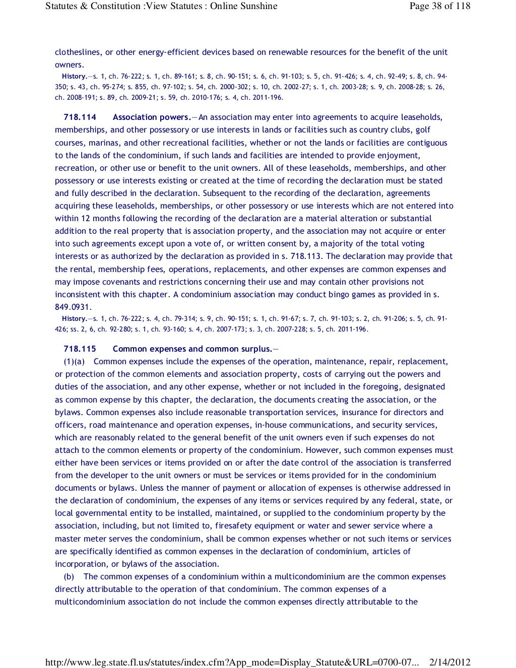 Florida Statute Chapter 718