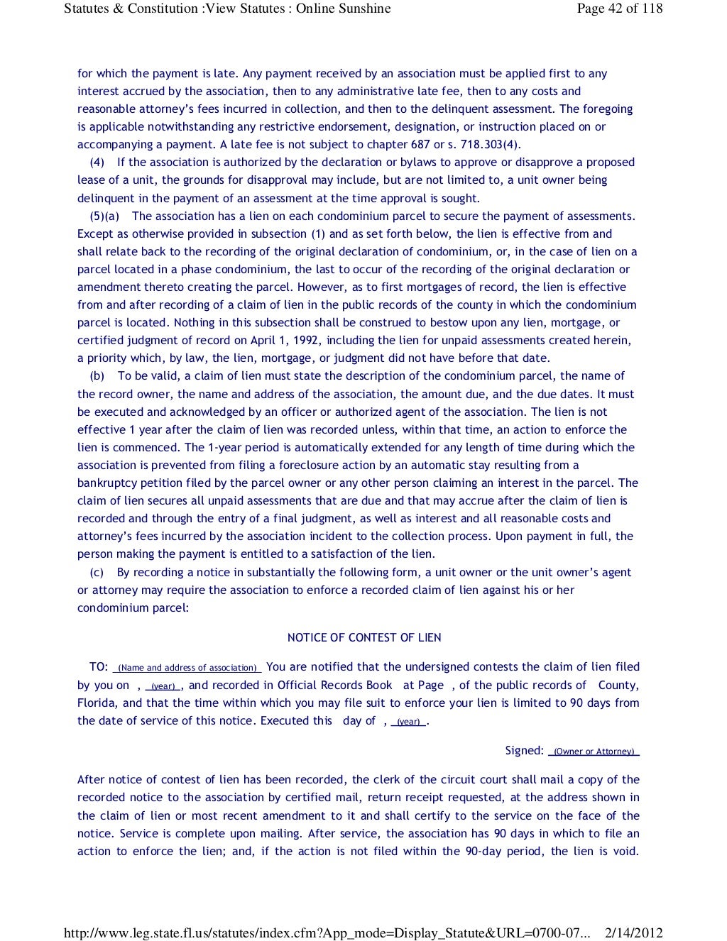 Florida Statute Chapter 718