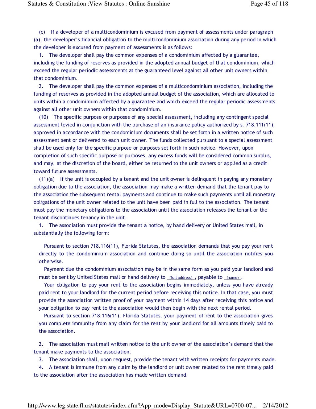Florida Statute Chapter 718