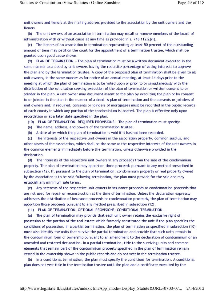 Florida Statute Chapter 718