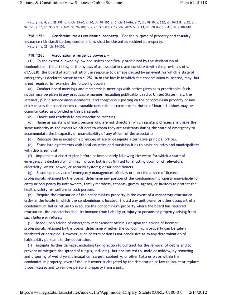 Florida Statute Chapter 718