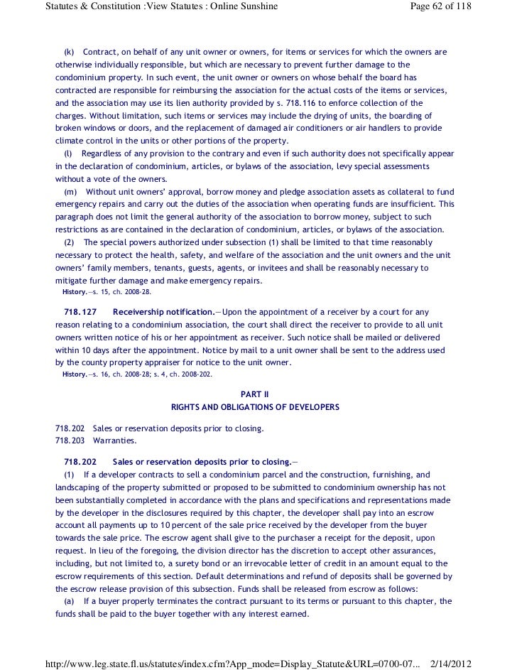 Florida Statute Chapter 718